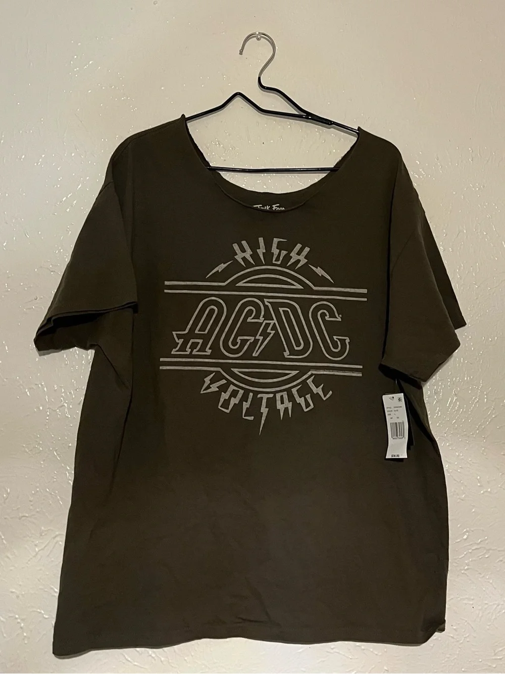 Junk Food Clothing AC/DC High Voltage Tee - Olive Green